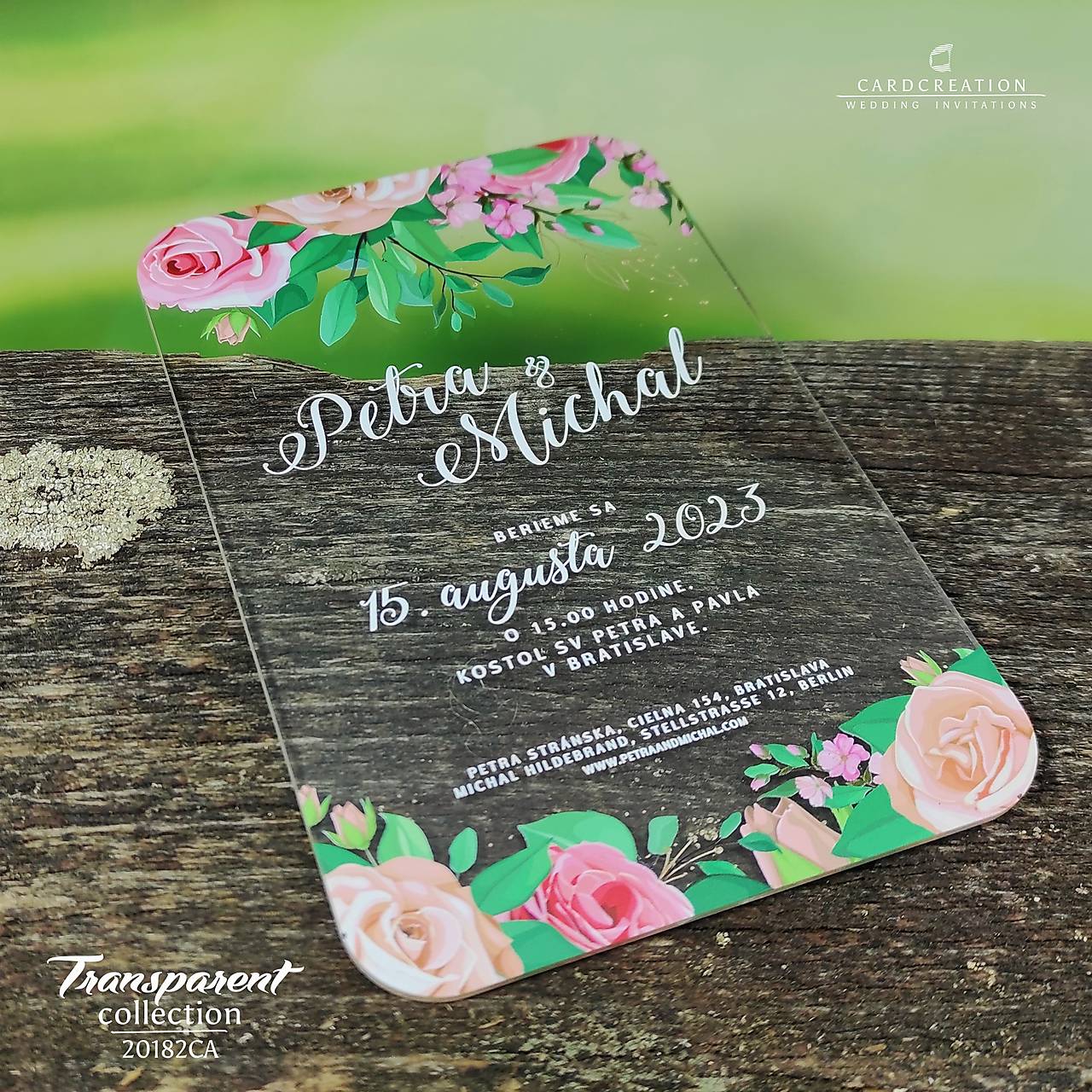 Transparentné svadobné oznámenie N20182CA (41-70 ks)