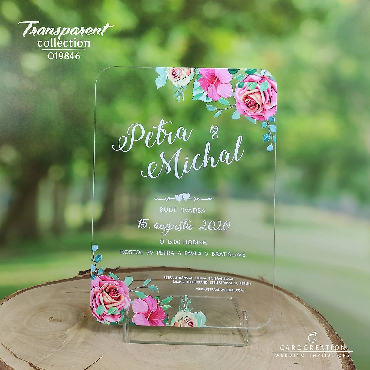 Transparentné svadobné oznámenie O19846 (41-70 ks veľ. 150x100mm)