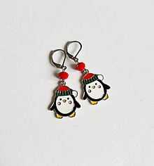 Náušnice - Vianočné náušnice tučniaky - 14640052_