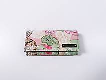 Peňaženky - Peňaženka veľká zeleno-ružové srdcia - 14642673_