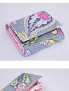 Peňaženky - Priehradková malá peňaženka sivá s paisley kvetmi - 14642522_
