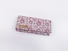 Peňaženky - Peňaženka červené ružičky na bielom - 14642717_