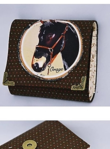 Peňaženky - Priehradková malá peňaženka hnedá s koňmi - 14642778_
