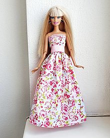 Hračky - Kvietkové dlhé šaty pre Barbie - 14641770_