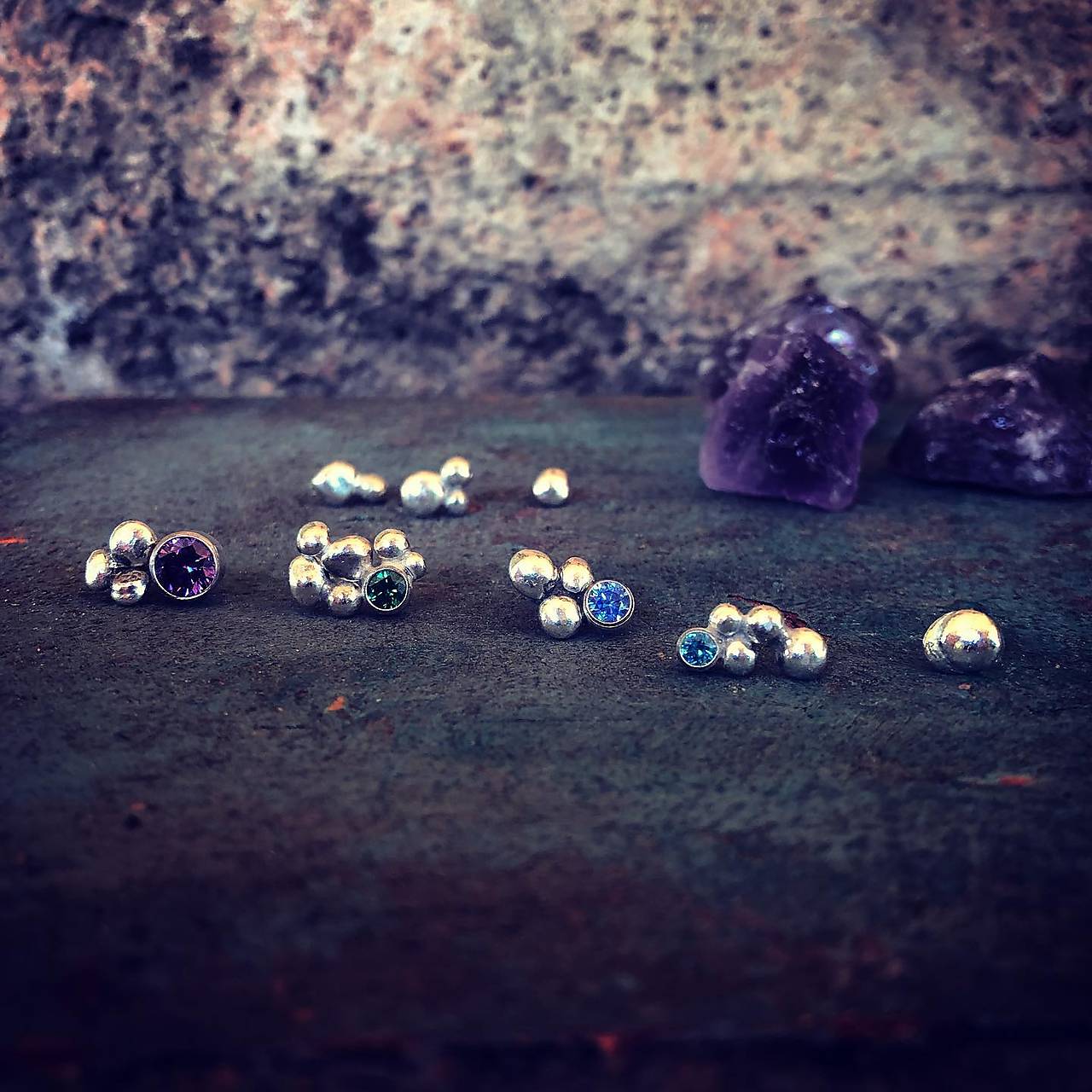 Strieborné náušnice Les - kolekcia "kvapka rosy"