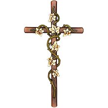 Dekorácie - Nástenný kríž s brečtanom (20cm - Pestrofarebná) - 14641383_