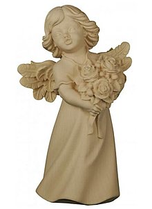 Dekorácie - Svadobný anjel s ružami (19cm - Béžová) - 14641728_