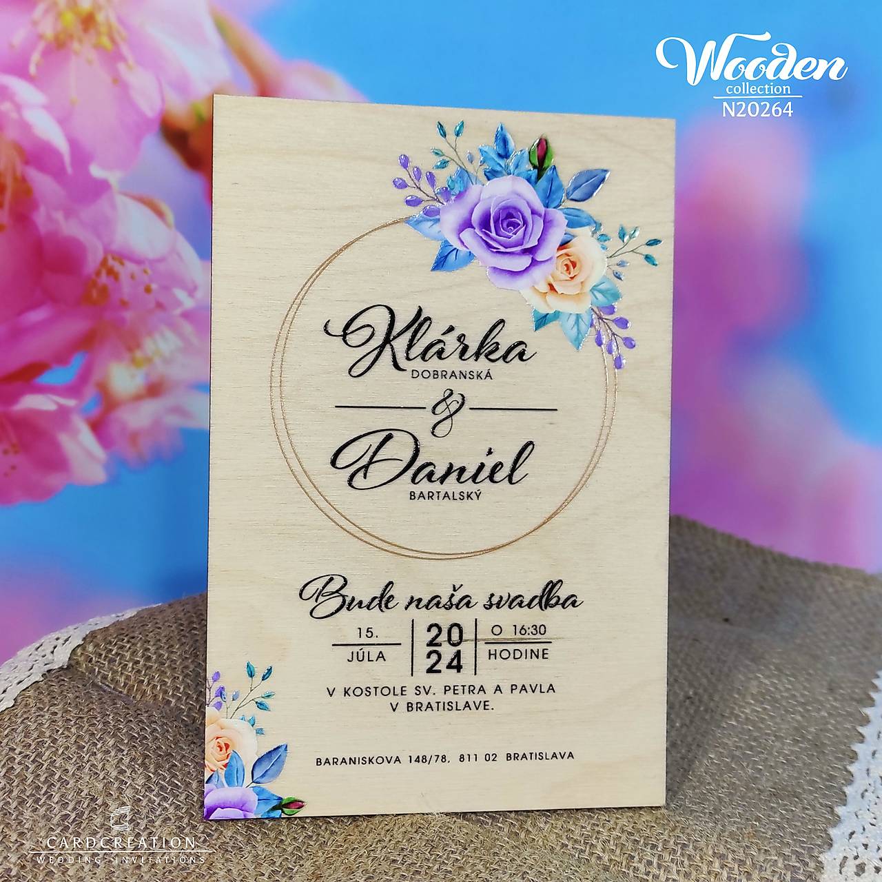 Svadobné oznámenie drevené N20264 (71-100 ks)
