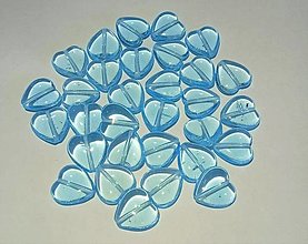 Korálky - Sklenená korálka SRDIEČKO (15x16 mm) (svetlo modré priesvitné) - 14641639_