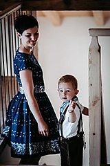 Šaty - Modrotlačové šaty + tylova spodnička - 14645543_