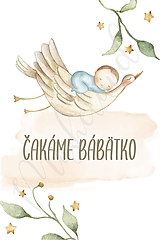Papier - Kartička Čakáme bábätko bocian (chlapček) - 14645329_