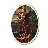 Dekorácie - Svätý Michal drevený obraz - 14644492_