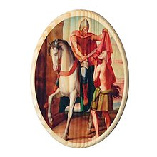 Dekorácie - Svätý Martin drevený obraz (Oval) - 14644655_