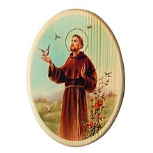 Dekorácie - Svätý František drevený obraz - 14644744_