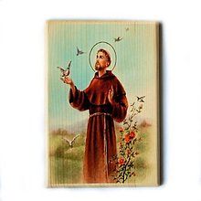 Dekorácie - Svätý František drevený obraz (Obdĺžnik) - 14644767_