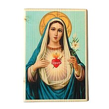 Dekorácie - Panna Mária drevený obraz (Obdĺžnik) - 14644876_