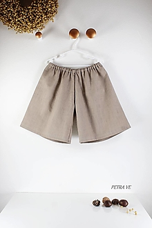 Detské oblečenie - Detské ľanové kraťasy, s vreckami i bez, tmavá piesková - 14645925_