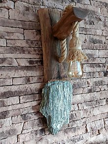 Svietidlá - Rustikálna lampa s lanom a kameňom-  Stone Lamp - 14646638_