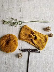 Čiapky, čelenky, klobúky - Čelenka - merino, alpaka, hodváb  nové farby  (Horčicovo žltá) - 14649369_