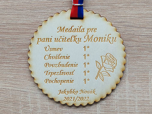 Darček pre pani učiteľku medaila 9cm