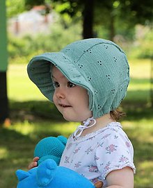 Detské čiapky - Letný detský mušelínový čepček Natália - 14654544_