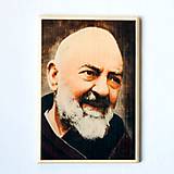 Dekorácie - Padre Pio drevený obraz - 14652647_