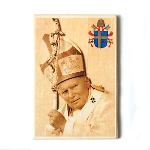 Pápež Ján Pavol ll drevený obraz (Obdĺžnik)