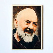 Dekorácie - Padre Pio drevený obraz (Obdĺžnik) - 14652659_