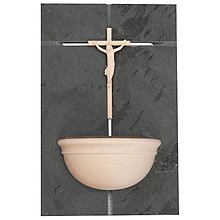 Dekorácie - Svätenička s krížom na kameni (16cm - Béžová) - 14652851_