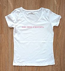 Topy, tričká, tielka - Ručně vyšívané bílé dámské tričko M - sklony - 14654537_