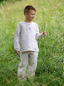 Detské oblečenie - Detská ľanová košeľa VLK - 14653696_
