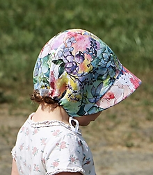 Detské čiapky - Letný detský ľanový čepiec akvarel - 14656438_
