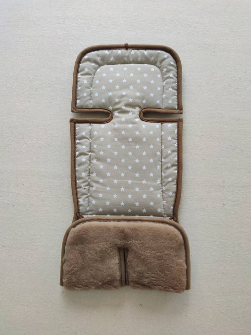 Detský textil - Vlnienka Podložka do kočíka Britax Römer B motion 4 100 % ovčie rúno MERINO TOP SUPER WASH  Camel Hviezdičky Beige - 14656354_
