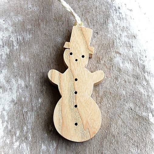 Dekorácie - Drevený snehuliak (12cm x 6cm - Béžová) - 14656148_