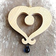 Dekorácie - Tyrolské drevené srdce (12 cm x 11 cm - Béžová) - 14655533_