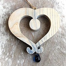 Dekorácie - Tyrolské drevené srdce (12 cm x 11 cm - Modrá) - 14655540_