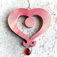 Dekorácie - Tyrolské drevené srdce (12 cm x 11 cm - Červená) - 14655542_