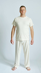 Pánske pyžamo s krátkym rukávom vzor nohavíc hviezdičky