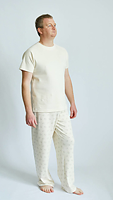 Pánske oblečenie - Pánske pyžamo s krátkym rukávom vzor nohavíc ovečky - 14657669_