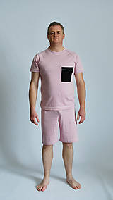 Pánske oblečenie - Pyžamo biobavlna s krátkym rukávom - ružový panter - 14657832_