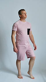 Pánske oblečenie - Pyžamo biobavlna s krátkym rukávom - ružový panter - 14657833_