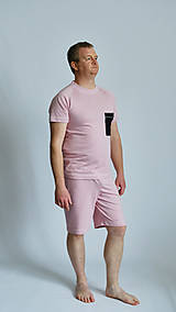 Pánske oblečenie - Pyžamo biobavlna s krátkym rukávom - ružový panter - 14657834_