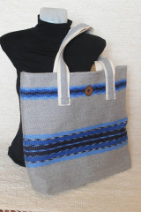 Veľké tašky - tkaná taška  modro-sivá - 14657404_