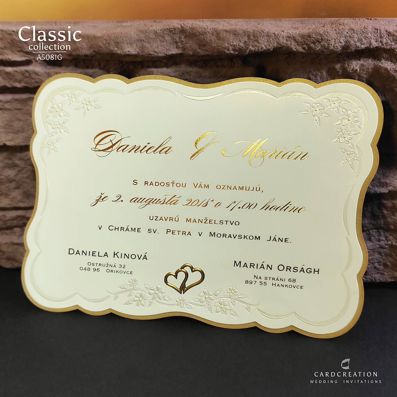 Luxusné svadobné oznámenie A5081G (101 a viac ks)