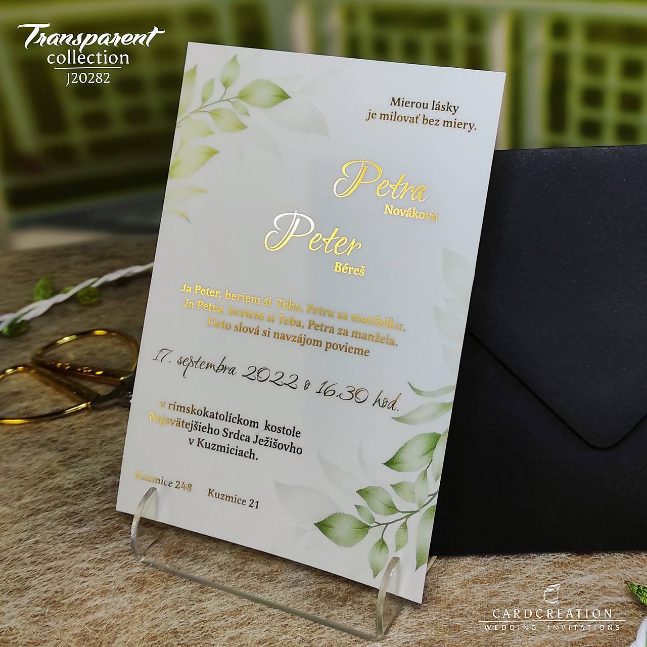 Transparentné svadobné oznámenie J20282 (71-100 ks)