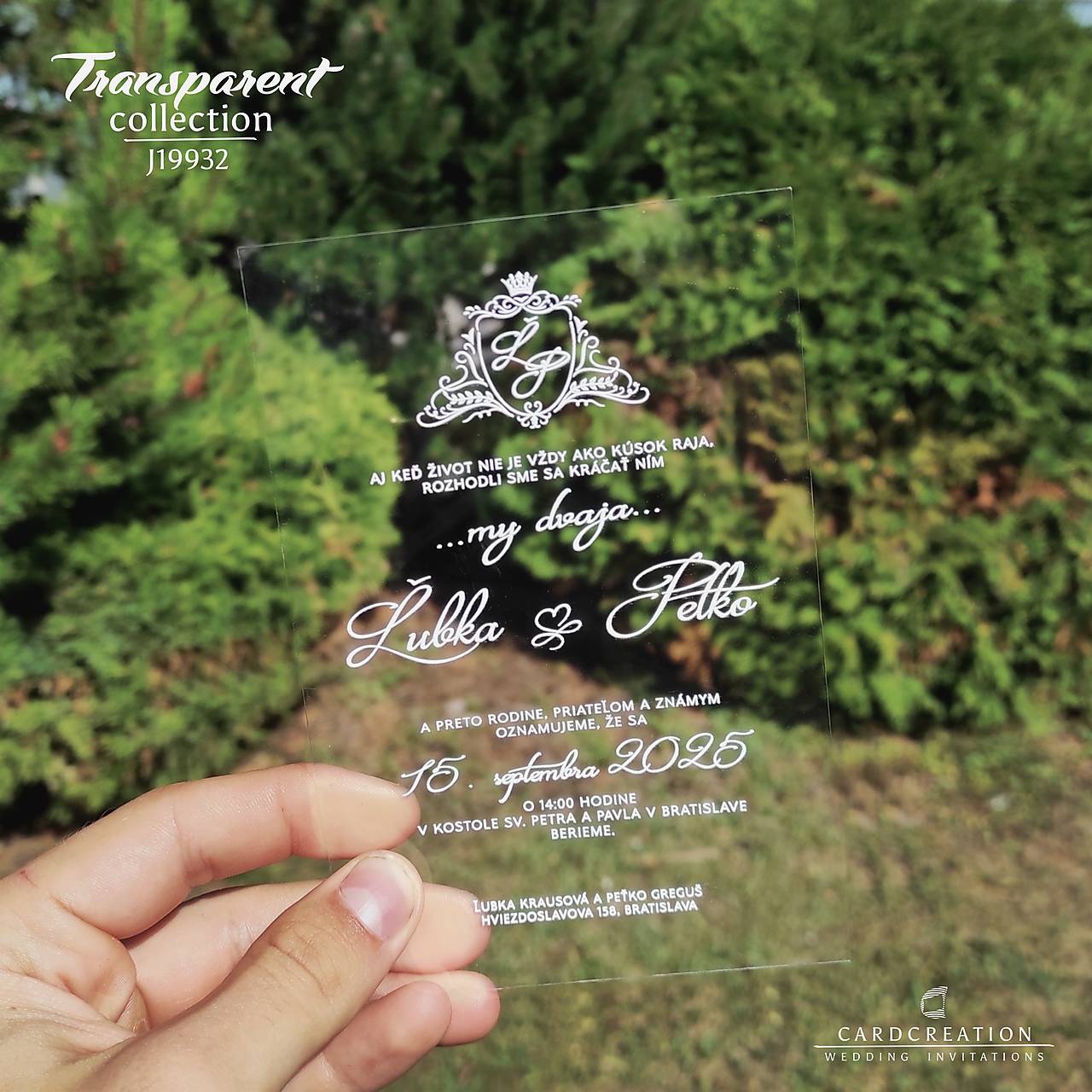 Transparentné svadobné oznámenie J19932 (20-40 ks)