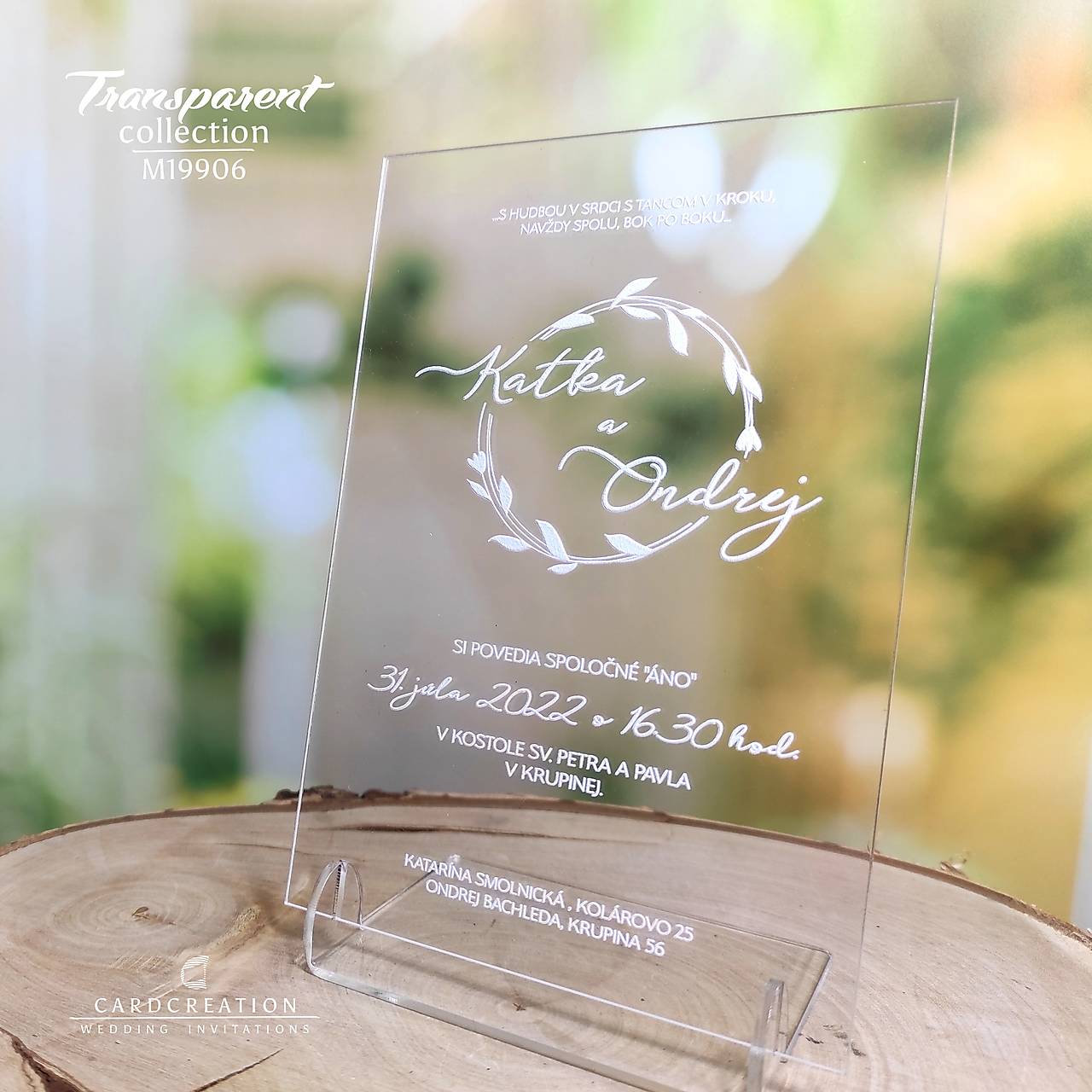 Transparentné svadobné oznámenie M19906 (20-40 ks)