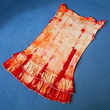 Detské oblečenie - Dívčí bílo-oranž-červené batikované šaty 5/6 (13388363) - 14657626_