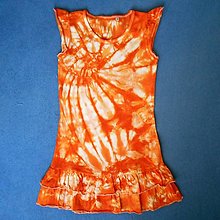 Detské oblečenie - Dívčí bílo-oranžové batikované šaty 7/8 (13404539) - 14658406_