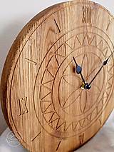 Hodiny - Drevené hodiny s apotropajným vzorom III. (natur) - 14659641_